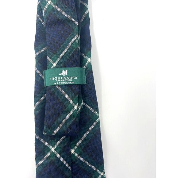 Highlander Collection by Lockcarbon Mens 100% Wool Necktie Plaid Blue Green - Picture 2 of 3